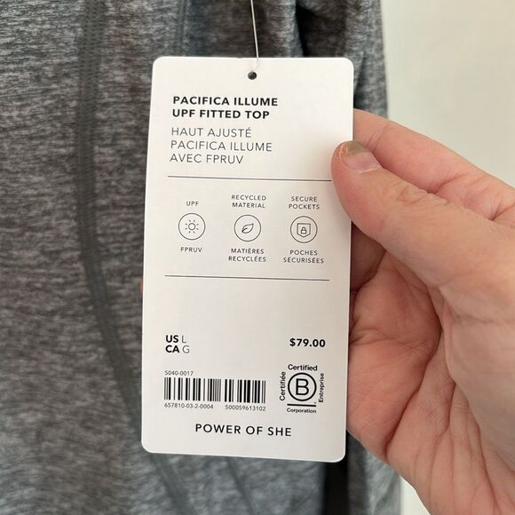 Athleta women Pacifica Illume Half Zip Gray Long Sleeve UPF Fitted Top large NWT - Picture 9 of 12